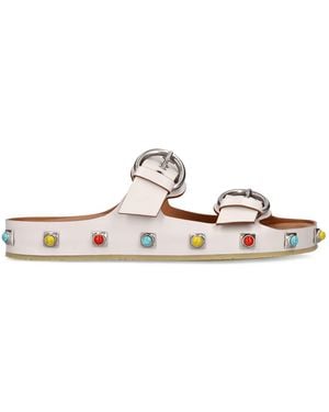 Etro 20mm Hohe Sandalen Aus Leder Mit Schnalle - Weiß