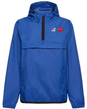 COMME DES GARÇONS PLAY Logo Nylon Half Zip Jacket - Blue