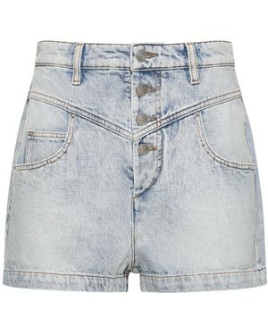 Isabel Marant Jovany ハイウエストコットンショートパンツ - ブルー