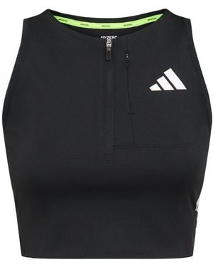 adidas Originals Adizero Zip Crop Top - Black