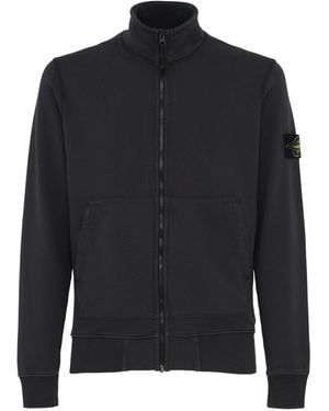 Stone Island Uomo Cotton Zip-Up Cardigan Charcoal - Black