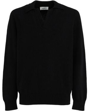 Laneus Herren Gestricktes Poloshirt - Schwarz