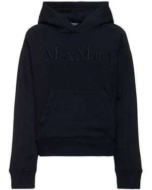 Max Mara Malva Logo Embroidery Jersey Hoodie - Blue