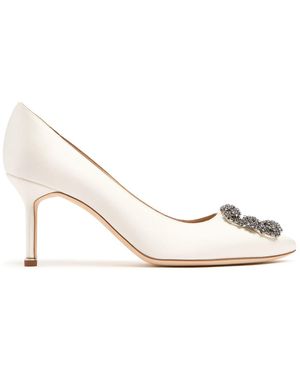 Manolo Blahnik Hangisi サテンパンプス 70mm - ナチュラル