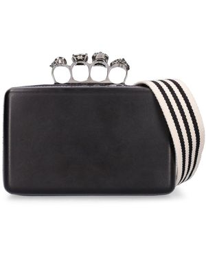 McQueen Schlagring-clutch Aus Leder "twist" - Schwarz