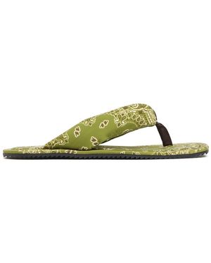 The Attico Bandana Print Thong Flats - Green