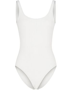 TOTEME Monogram Pointelle One Piece Swimsuit - White