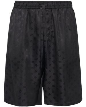 Dolce & Gabbana Herren Shorts Aus Jacquard Mit Logo - Schwarz