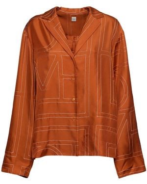 TOTEME Damen Monogram Silk Pajama Shirt - Orange