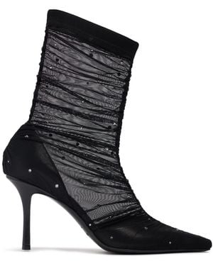 Jimmy Choo Lotta メッシュ&クリスタルアンクルブーツ 85mm - ブラック