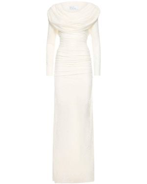 GIUSEPPE DI MORABITO Langes Kleid Mit Stretch-spitze Und Kapuze - Weiß