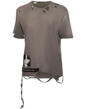 Ann Demeulemeester Fanie ダメージ加工コットンtシャツ - グレー