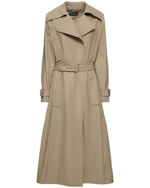 Alberta Ferretti Belted Cotton Blend Gabardine Trench - Natural