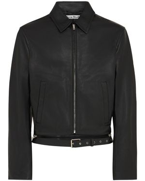 Acne Studios Leather Jacket W/ Zipped Belt - Black