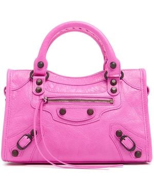 Balenciaga Mini Le City Leather Shoulder Bag - ピンク