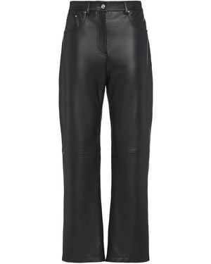 Sportmax Veloレ ザーストレートパンツ - グレー
