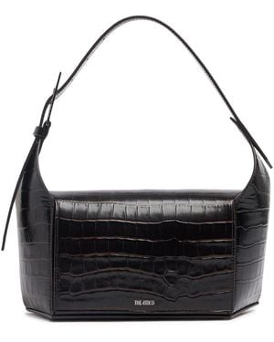 The Attico 7/7 Embossed Leather Shoulder Bag - Black