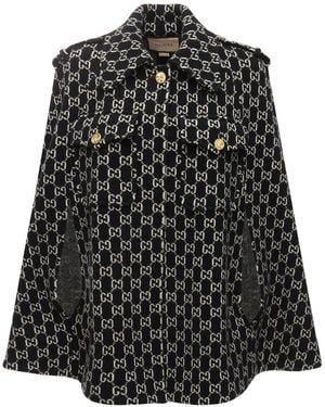 Gucci Cape Aus Wolljacquard - Schwarz