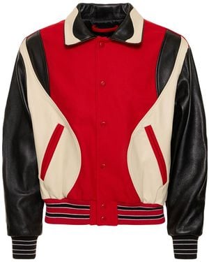 ANDERSSON BELL Robyn Wool & Leather Varsity Jacket - Red