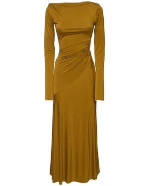 ANDAMANE Saba Suede-touch Jersey Midi Dress - Metallic