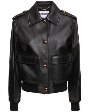 Moschino Gold Heart レザージャケット - ブラック