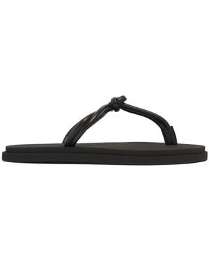 Emme Parsons 10mm Knot Leather & Rubber Pool Slides - Black
