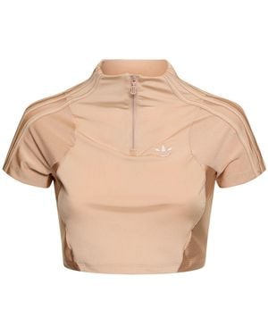 adidas Originals Damen Kurzes Top Mit Reißverschluss - Natur