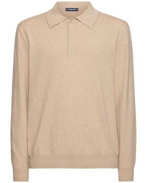 Frescobol Carioca Teo Buttoned Cotton Blend L/s Polo - ナチュラル