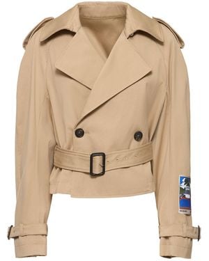 MSGM Short Cotton Blend Trench Coat - Natural