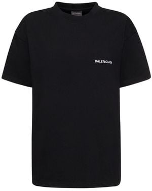 Balenciaga T-shirt Aus Baumwolle Mit Stickerei - Schwarz