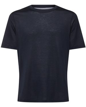 Brunello Cucinelli シルク&コットンジャージーtシャツ - ブルー