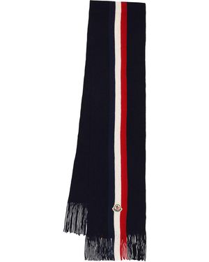 Moncler Tricolor Virgin Wool Scarf - Blue