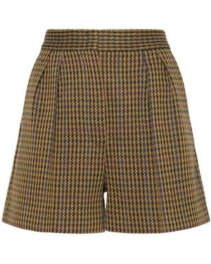 Max Mara Patroni Wool Blend Houndstooth Shorts - Natural