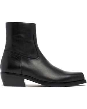 Versace Leather Ankle Boots - Black