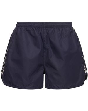 Tory Sport Damen Elastische Shorts Aus Nylontwill Mit Stickerei - Blau