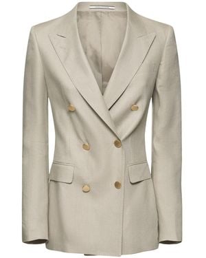 Tagliatore 0205 Damen Zweireihiger Blazer Aus Wolle „J Parigi“ - Natur