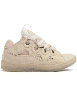 Lanvin Curb Leather Trainers - Natural