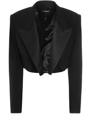 Dolce & Gabbana ウールブレンドタキシードクロップドジャケット - ブラック