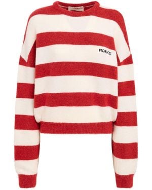 Fiorucci Striped Wool Blend Knit Cropped Jumper - Red