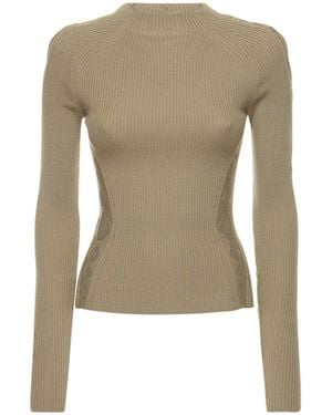 Dion Lee ウールリブニットセーター - グリーン