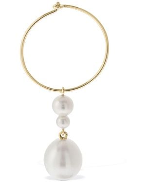 Sophie Bille Brahe 14Kt & Pearl L'Eau Hoop Mono Earring - White