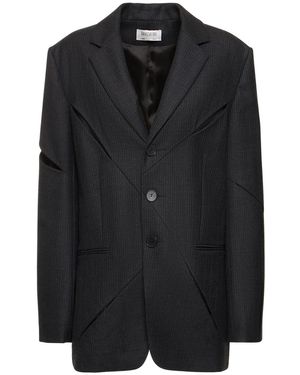 Gauchère Single Breast Pinstripe Wool Jacket - Black