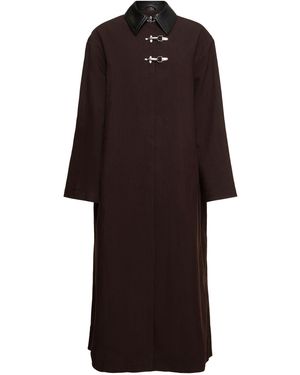 Nanushka Zofia Waxed Cotton Blend Long Coat - Brown