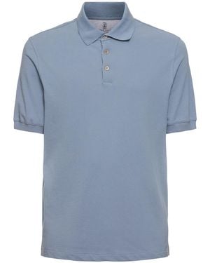 Brunello Cucinelli コットンピケポロ - ブルー
