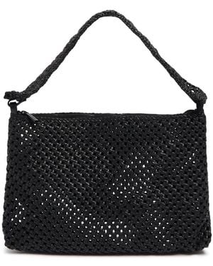 St. Agni Macramé Woven Leather Shoulder Bag - Black