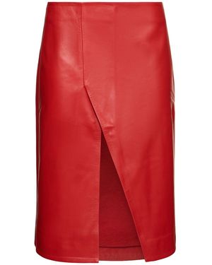 Loulou Studio Ekare Leather Midi Skirt - Red