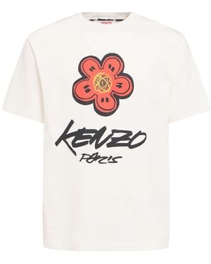 KENZO Herren Klassisches T-Shirt Aus Baumwolle „Kenzo Futura“ - Weiß