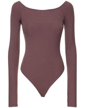 ANDAMANE Nadia Viscose Off-The-Shoulder Bodysuit - Purple