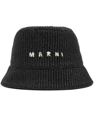 Marni Logo Cotton Bucket Hat - Black