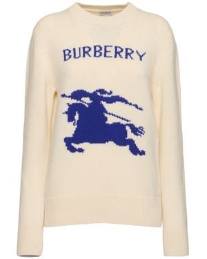 Burberry Wool & Cashmere Crewneck Jumper - Blue